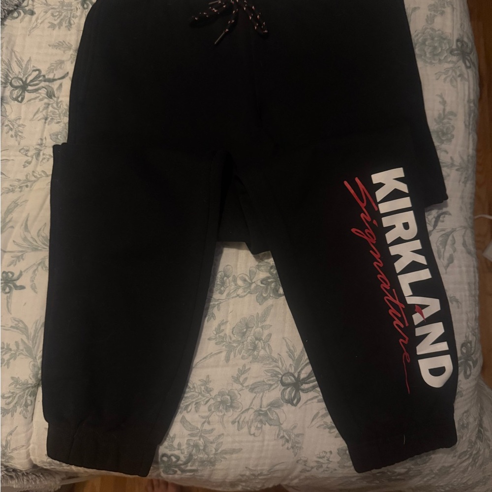 Kirkland Signature Womens Black Joggers with Red Logo